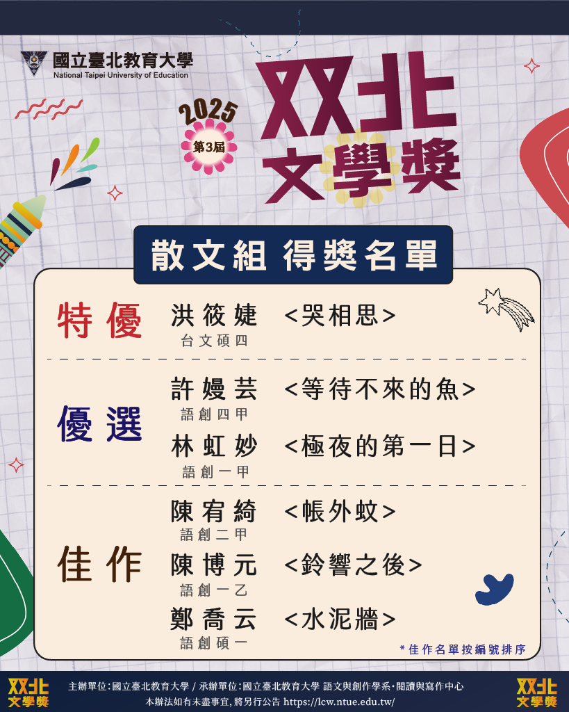 2025 散文組得獎